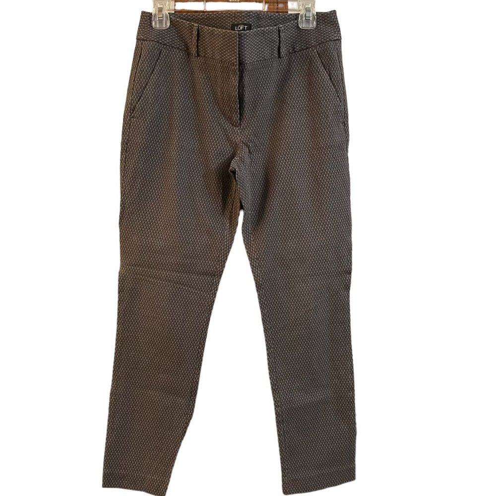 Ann Taylor Loft Gray/Burgundy Print Pants Marisa Skinny Fit Size 6